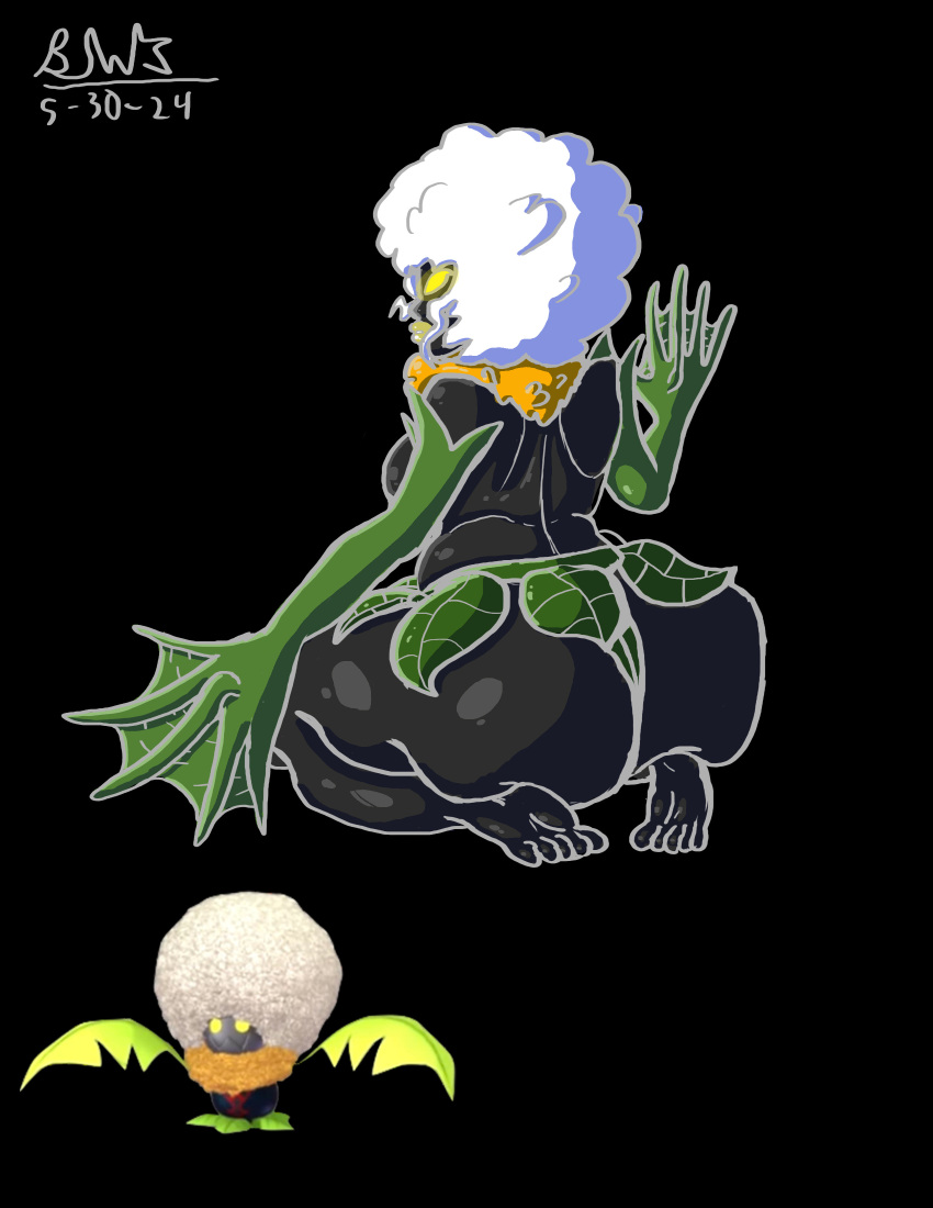 afro anthro ass_focus back_rolls big_ass big_butt big_lips bimbo bimbo_body bimbofication bimbofied black_skin bluestarwishes disney female glowing_eyes heartless kingdom_hearts kingdom_hearts_iii leaf_clothing looking_back monster_girl on_knees plant_girl self_upload small_breasts solo_female square_enix webbed_hands white_hair yellow_eyes