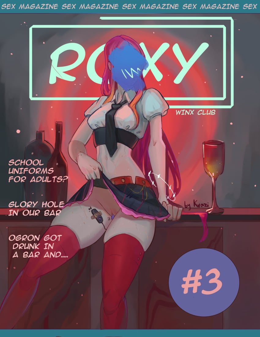 1girls 4kids_entertainment kvaziart_(artist) magazine_cover nickelodeon pink_hair rainbow_(animation_studio) roxy roxy_(winx_club) vibrator winx_club