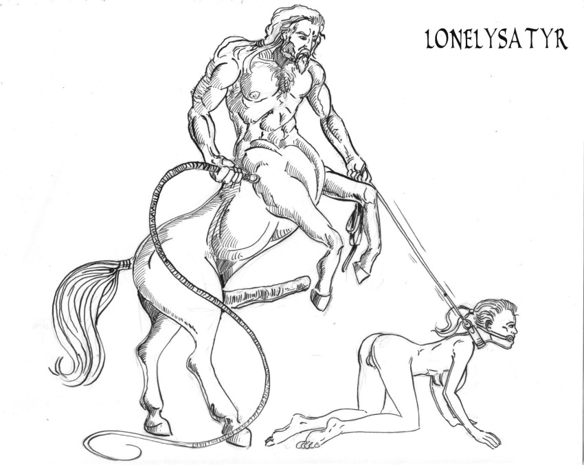 1girls animal_genitalia animal_genitalia_on_humanoid animal_penis centaur collar crawling domination equid equine_penis female gagged greek_mythology horsecock horsecock_on_humanoid interspecies lonelysatyr long_penis mythology nude_female pussy tagme taur whip