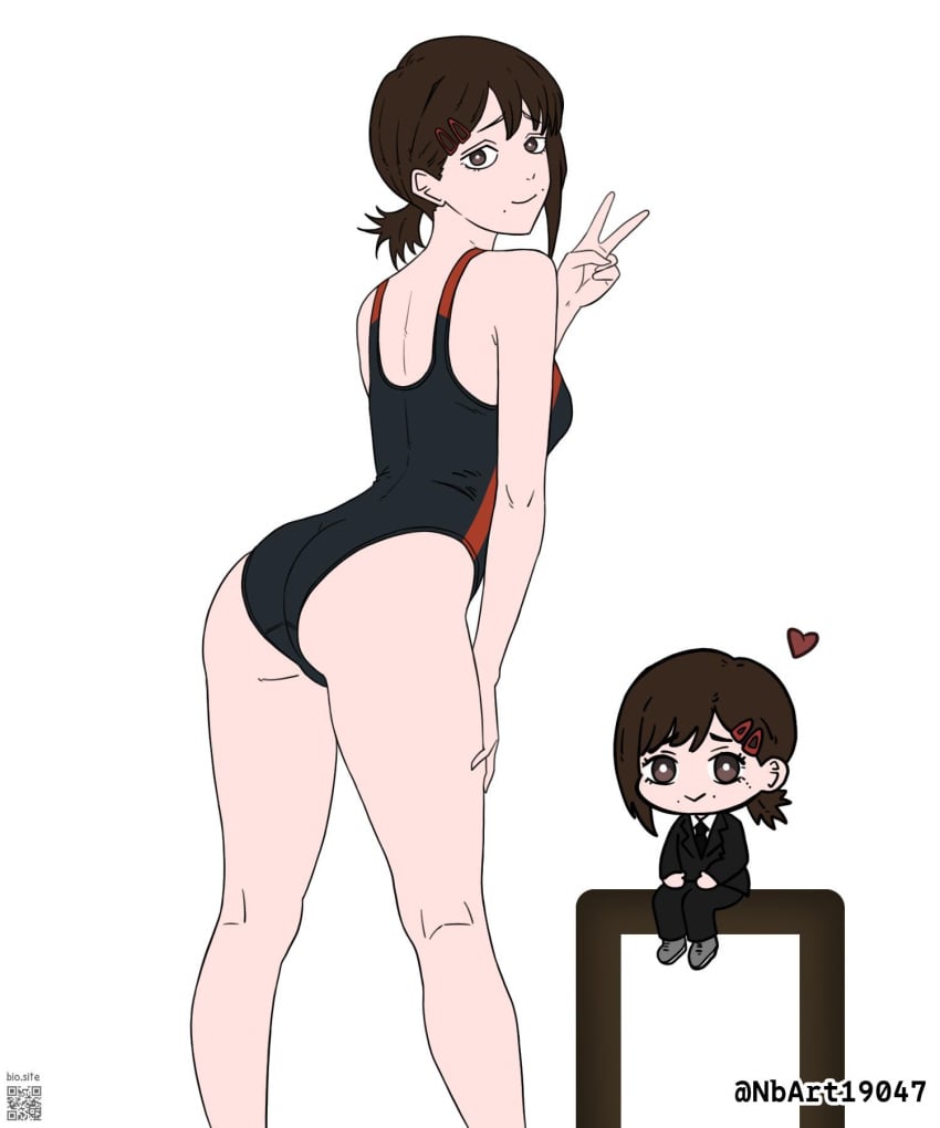 1girls 2d 2d_(artwork) 2d_artwork adult adult_female ass ass_cleavage ass_crack back back_view bare_arms bare_calves bare_hands bare_hips bare_knees bare_legs bare_shoulders bare_skin bare_thighs behind_view bikini black_bikini black_one-piece_swimsuit black_swimsuit black_swimwear breasts brown-eyed_female brown-haired_female brown_eyes brown_hair butt chainsaw_man closed_mouth_smile digital digital_art digital_drawing digital_drawing_(artwork) digital_media digital_media_(artwork) drawing elbows exposed_arms exposed_hips exposed_legs exposed_shoulders exposed_skin exposed_thighs female female_focus female_only fingers from_behind gluteal_fold groin hair_clip hair_clips hairclip hairclips hand_on_leg hand_on_own_leg hand_on_own_thigh hand_on_thigh head_tilt high_resolution highres japanese_female japanese_girl japanese_woman kneepits knees kobeni_higashiyama lean_figure light_smile looking_at_viewer looking_back looking_back_at_viewer mature mature_female median_furrow mole mole_on_body mole_on_cheek mole_on_face mole_under_eye mole_under_mouth narrow_waist nbart19047 nervous nervous_expression nervous_face nervous_female nervous_smile one-piece_swimsuit peace_sign petite petite_body petite_breasts petite_female petite_girl petite_tits ponytail posing posing_for_the_viewer rear_view short_hair short_ponytail shoulders shy shy_expression shy_female shy_girl shy_smile sideboob sign simple_background slender_body slender_waist slight_smile slim_female slim_waist small_boobs small_breasts small_tits smile smiley_face smiling smiling_at_viewer solo standing swimsuit swimwear thick_ass thick_butt thighs tilted_head tiny_breasts top_view touching_leg touching_thigh v v_sign viewed_from_behind white_background white_pupils wide_hips