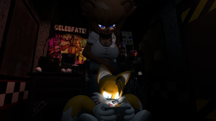 age_difference big_breasts five_nights_at_freddy's freddy_(fnaf) fredina's_nightclub fredina_(cally3d) frenni_fazclaire medibirb older_female sonic_(series) tails tails_the_fox younger_male