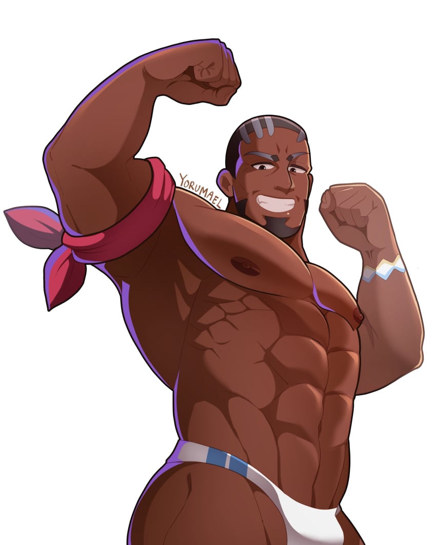 arms_up dark-skinned_male flexing male male_only murdock_(pokemon) muscular_male pokemon pokemon_(anime) smooth_skinned_male solo_male yorumaell