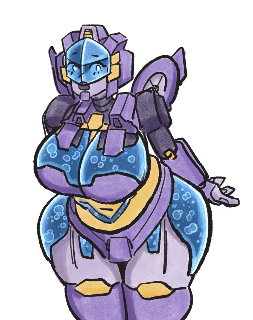 1girls big_breasts breasts busty chubby chubby_female donut_doodles female female_only nautica purple_lipstick robot robot_girl robot_humanoid solo solo_female thick_thighs transformers wide_hips