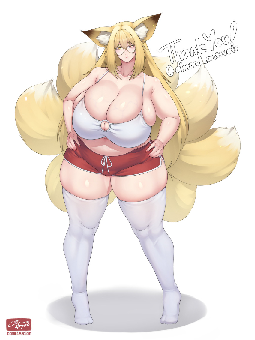 1girls animal_ears big_breasts blonde_hair breasts busty cleavage coolpsyco106 curvaceous curvy curvy_body curvy_female curvy_figure female fox_ears fox_girl fox_tail huge_breasts large_breasts original original_character pouting thick_thighs thighs voluptuous