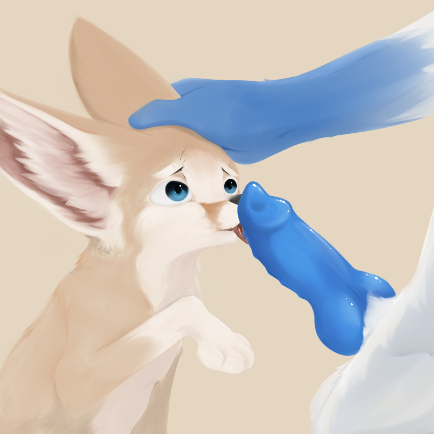 ambiguous_gender anthro anthro_on_feral big_ears blue_eyes canid canine cdt2s dragon duo fennec_fox feral fox fur furred_dragon furred_scalie genitals hi_res holding_head licking male male/male mammal mythological_creature mythological_scalie mythology open_mouth oral penile penis penis_lick scalie sex spiked_penis spikes spikes_(anatomy) tongue tongue_out true_fox whiskers zoophilia