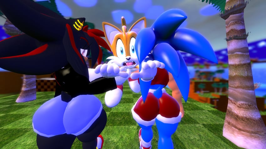 3d 3d_(artwork) age_difference ass big_ass big_breasts kidnapping medibirb rule_63 scared shade_the_hedgehog shadow_the_hedgehog sonic_(series) sonic_the_hedgehog sonique_the_hedgehog tails tails_the_fox younger_male