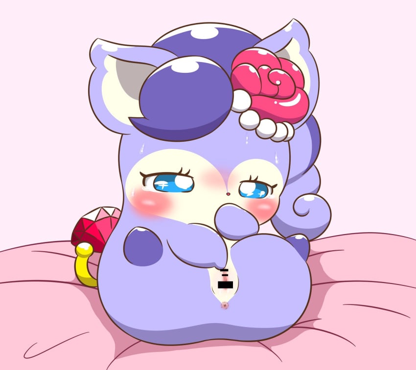 anthro anus blush censored cocotama female fur furry furry_only hi_res hirake!_cocotama masturbation nyupu pussy ruby_(cocotama) semi-anthro solo sweat tears vaginal_masturbation vaginal_penetration