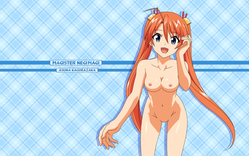 blue_eyes breasts kagurazaka_asuna looking_at_viewer mahou_sensei_negima mahou_sensei_negima! naked nude nude_female ookaji_hiroyuki orange_hair small_breasts tagme twintails