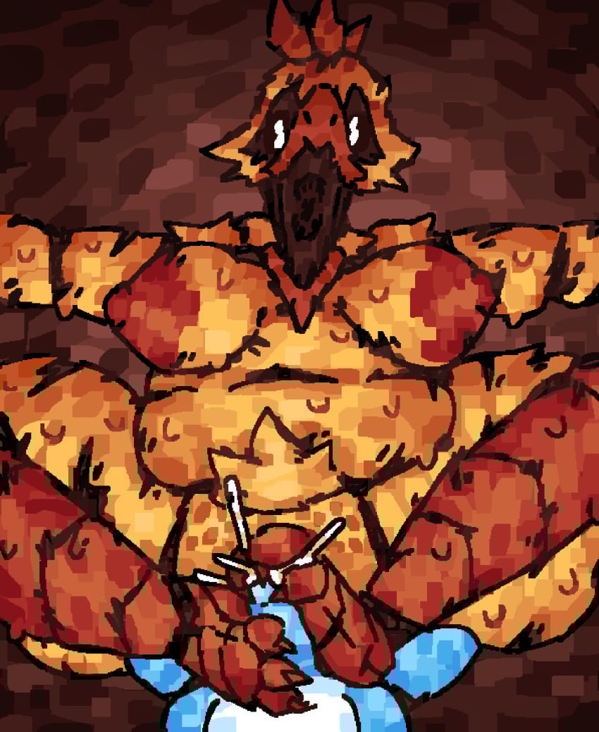 animatronic anthro areola avian avian_feet beak belly big_areola big_belly black_sclera blue_body bodily_fluids claws cum cum_on_feet duo feet female five_nights_at_freddy's five_nights_at_freddy's_2 foot_fetish foot_play footjob freckled_vulva freckles genital_fluids genitals hi_res huge_areola lagomorph leporid lying machine male mammal muffin_top open_beak open_mouth orange_areola overweight overweight_anthro overweight_female pinned pubes pupils rabbit robot scaliescum scottgames sex sitting_on_another slightly_chubby slightly_chubby_female sweat talons thick_thighs toe_claws toes toy_bonnie_(fnaf) vulva white_pupils withered_chica_(fnaf) yellow_body yellow_pubic_hair