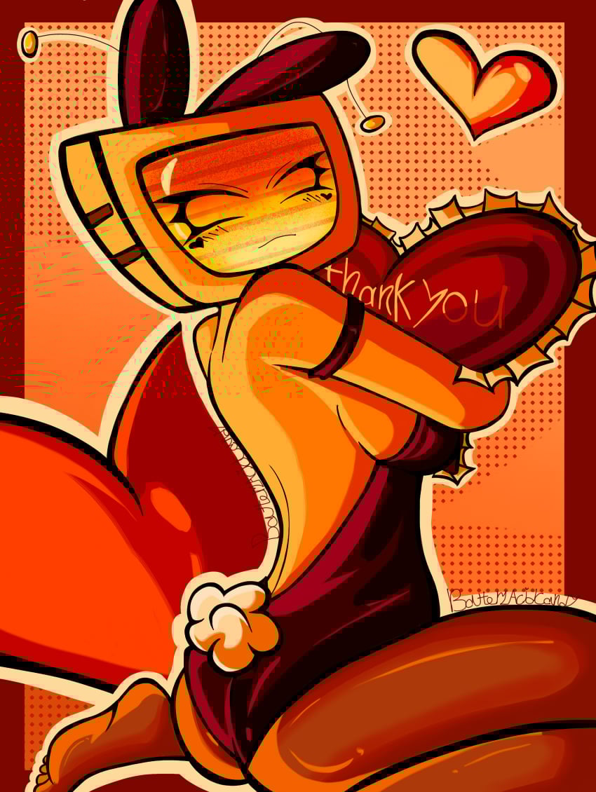 1girls antennae artist_signature ass batteryacidcandy breasts bunny_costume bunny_ears bunny_tail bunny_veeronica bunnysuit clothed covered_breasts feet female_only forsaken_(roblox) heart heart_symbol latex latex_clothing leggings medium_breasts object_head pantyhose pillow pillow_grab roblox roblox_game robloxian self_upload sideboob tv_head valentine's_day veeronica warm_colors watermark