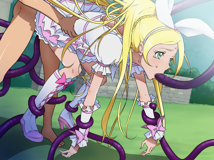 blonde_hair clothed_sex clothing cure_rhythm dress female highres ice_place magical_girl minamino_kanade precure pretty_cure rape suite_precure tentacle