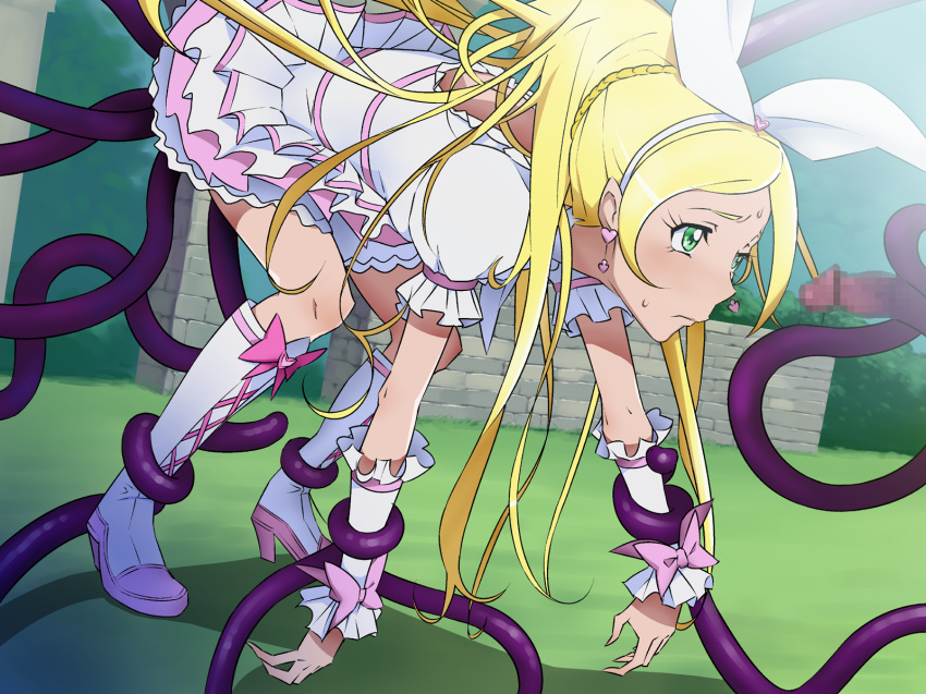 blonde_hair censored clothing cure_rhythm dress female highres ice_place magical_girl minamino_kanade precure pretty_cure rape suite_precure tentacle