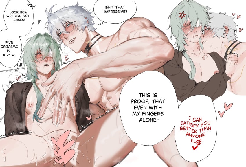 anaxa_(honkai:_star_rail) bite_mark blush boypussy cuntboy dirty_talk dripping_milk finger_fuck fingering fingers gay gay_sex honkai:_star_rail male/male marathon_sex muscular nipples orgasm phainon_(honkai:_star_rail) possessive pussy_juice pussy_juice_drip spread_legs trans_man trembling vaginal_juices vaginal_masturbation vaginal_penetration