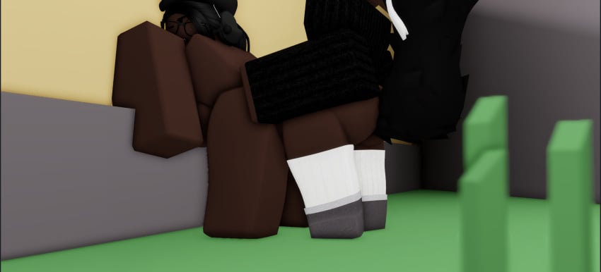 1boy 1girls 3d ass comet_(cometrr34) cometrr34 dark-skinned_female hung_trap roblox roblox_avatar robloxian self_upload tagme thighs