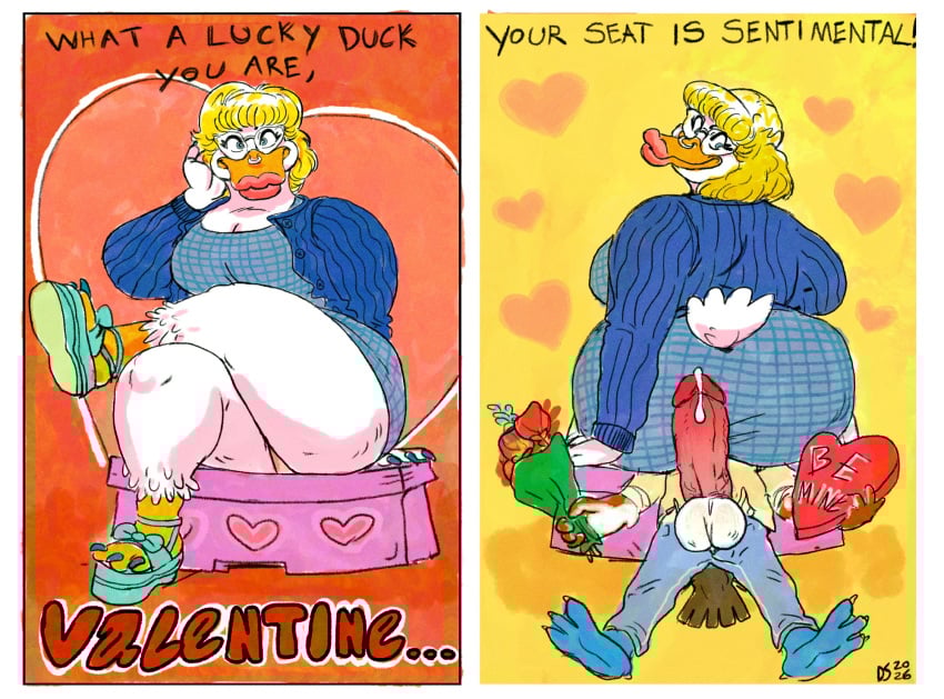 2026 3_toes anatid anseriform anthro ass avian balls beak beakstick big_balls big_butt big_penis bird blonde_hair bouquet crossed_legs duck duo dyna_soar english_text eyewear facesitting facial_piercing feathers feet female flower furgonomics genitals glasses hair hi_res holding_bouquet holding_flower holding_object holidays huge_balls huge_butt huge_cock humanoid_genitalia humanoid_penis hyper hyper_balls hyper_genitalia hyper_penis lipstick makeup male male/female nose_piercing nose_ring penis piercing plant ring_piercing sitting sitting_on_another size_difference text thick_thighs toes valentine's_day valentine's_day_card white_body white_feathers