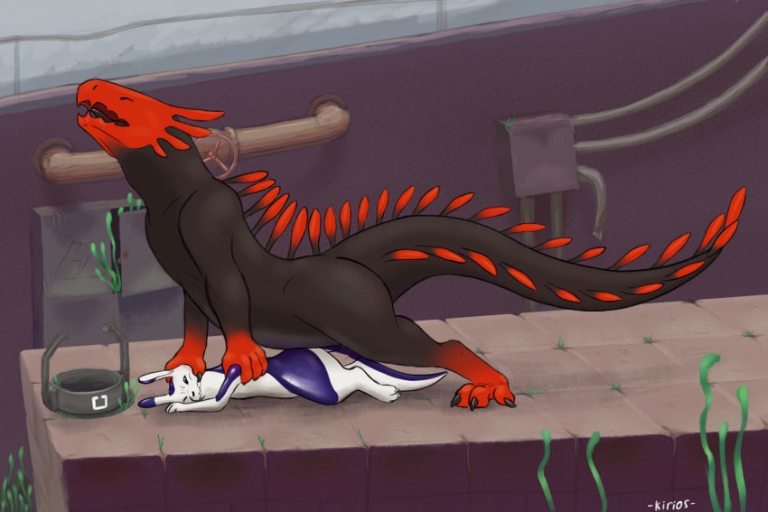 anal anal_sex duo feral forced genitals hi_res kiraderg_(artist) lizard lizard_(rain_world) male male/male penetration penile penile_penetration penis penis_in_ass rain_world rape red_lizard_(rain_world) reptile scalie sex size_difference slugcat videocult zoophilia