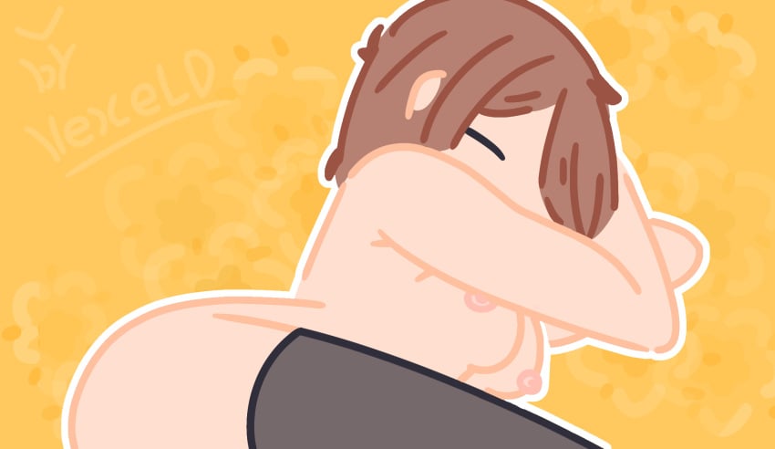1girls brown_hair close-up closed_eye closed_eyes disheveled_hair fanart female female_focus female_frisk female_only frisk frisk_(undertale) kawaii lying_on_ground nipples nude nude_female one_eye_visible partly_nude self_upload simple_artstyle simple_background simple_shading sleeping solo solo_female stockings stockings_only tagme uncensored uncensored_nipples unconscious unconscious_female undertale vexeld watermark white_skin