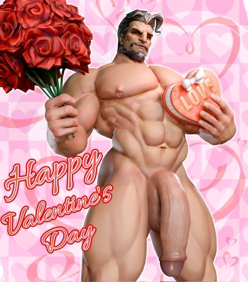 3d big_dick big_penis gunnsteam magneto magneto_(marvel_rivals) male male_only marvel marvel_rivals nude nude_male penis pink_background solo solo_male valentine's_day white_hair