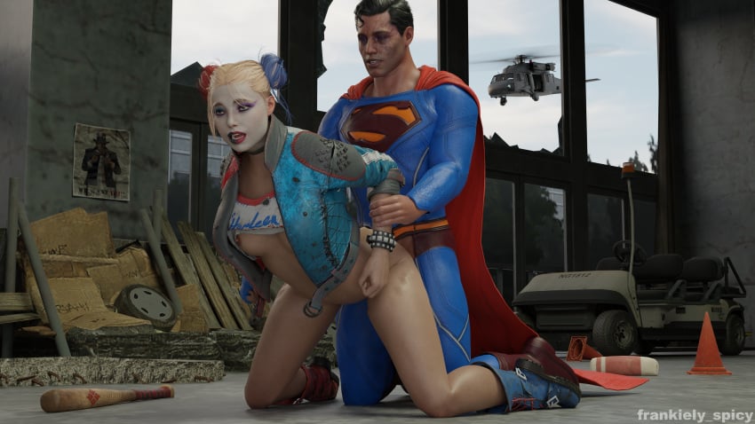 1boy 1girls 3d all_fours arousal aroused aroused_face baseball_bat batman_(series) belly belly_button bent_over blender bottomless bottomless_female bracelet bracelets breasts breasts_out car clark_kent clothed clothed_male clothed_male_nude_female clown clown_girl clown_makeup colored_hair dc dc_comics doggy_style dyed_hair eyes eyes_rolling_back female forced forced_orgasm frankiely_spicy from_behind fucked_from_behind fucked_into_submission fucked_senseless harley_quinn harley_quinn_(arkham) harley_quinn_(suicide_squad_game) helicopter indoor indoors indoors_sex inside interspecies jacket makeup male male/female male_penetrating male_penetrating_female naked naked_female navel nipples nude nude_female outdoors outside partially_clothed partially_clothed_female restrained ryona shirt shirt_lift shirt_up suicide_squad suicide_squad:_kill_the_justice_league superhero superman superman_(clark_kent) superman_(series) vehicle