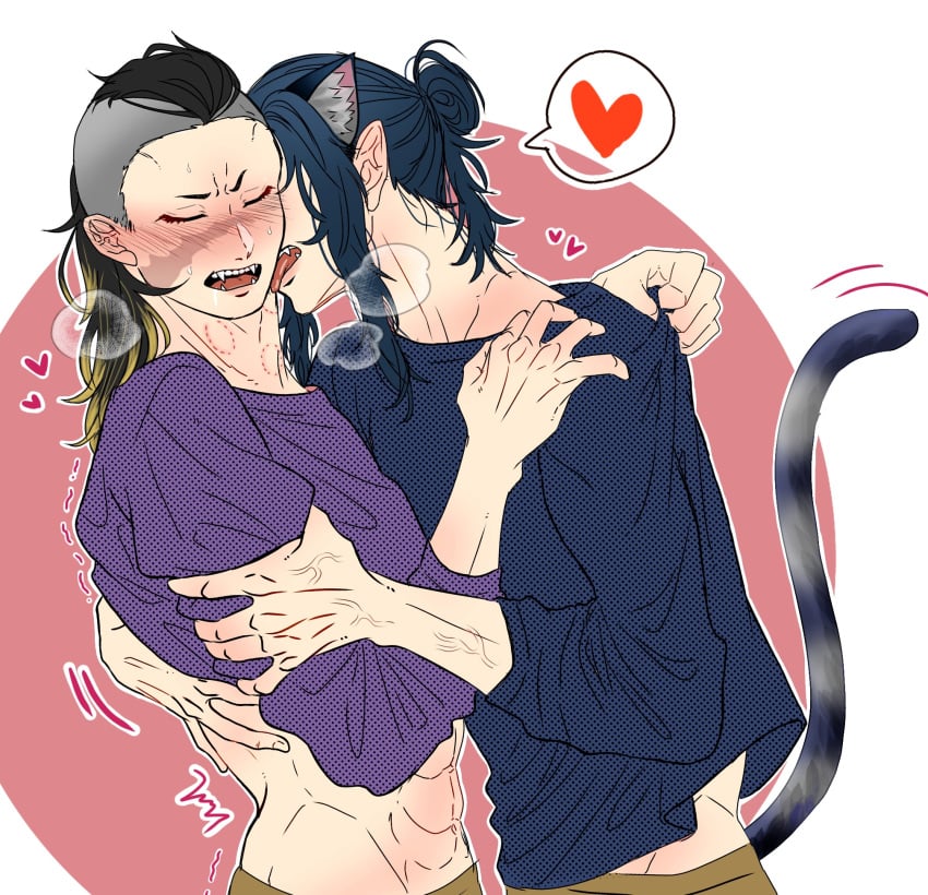 2boys aizetsu cat_boy cat_ears cat_tail demon demon_boy demon_horns demon_humanoid demon_slayer dominant dominant_male domination genya_shinazugawa hantengu horny horny_male japanese japanese_clothes japanese_clothing japanese_male kimetsu_no_yaiba licking licking_neck long_bangs long_hair long_hair_male male male/male male_focus male_only male_penetrating muscles muscular muscular_male pale-skinned_male pale_skin pointy_ears sharp_teeth submissive submissive_male upper_moon yaoi