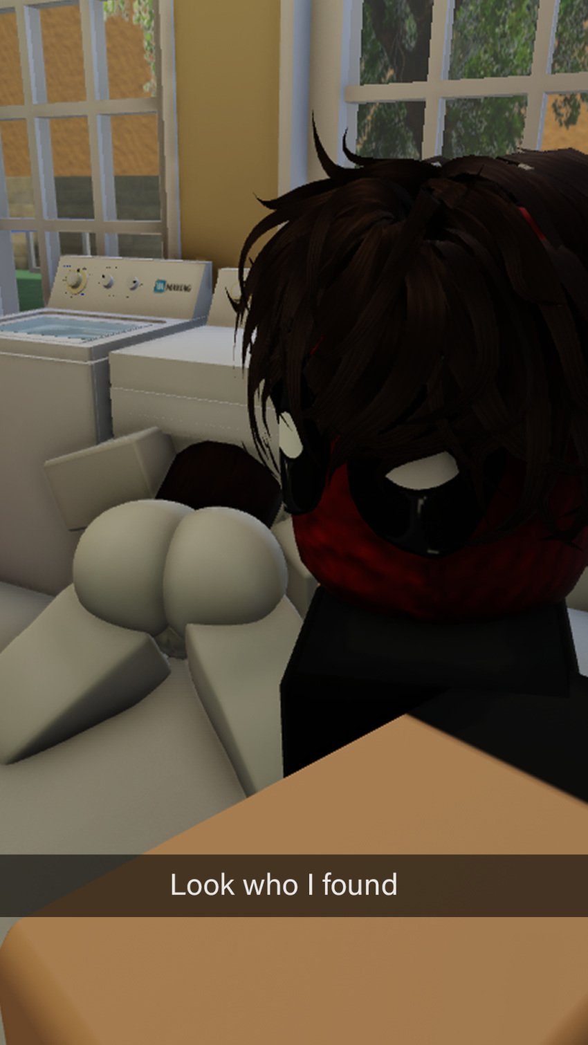 1boy 1girls 3d artist_self-insert ass deadpool dryer funny marvel ninjashyper2 roblox roblox_avatar robloxian self_upload snapchat stuck stuck_in_object tagme washer