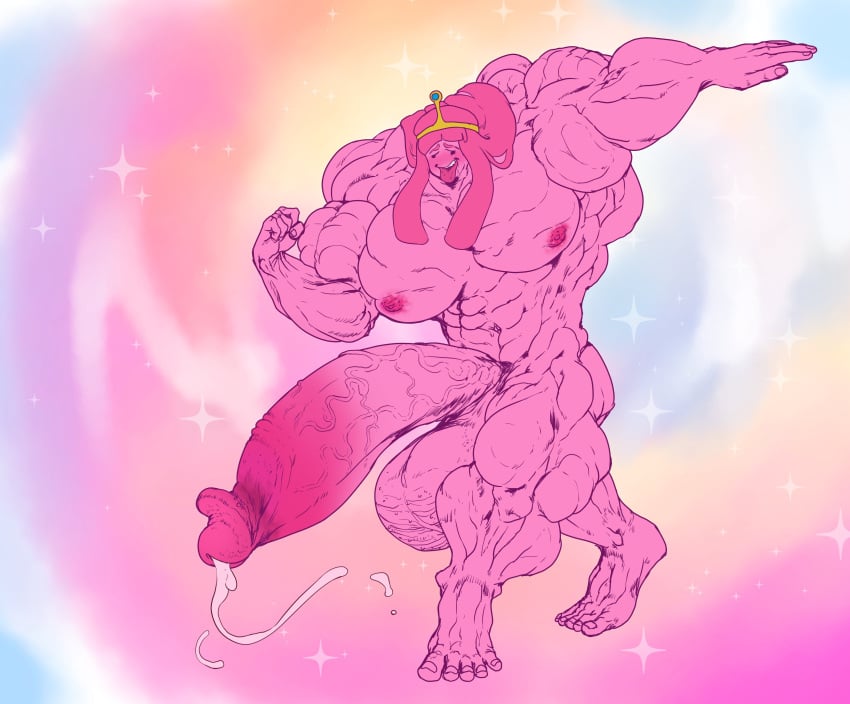 adventure_time breasts cum cumming erection futa_only futanari glenngarth hyper_muscles hyper_muscular muscular muscular_futanari nipples pecs penis pink_skin princess_bubblegum