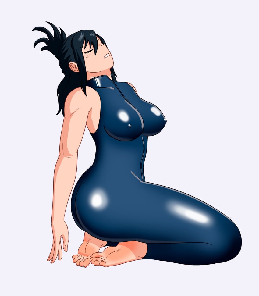 1girls 1milf big_breasts boku_no_hero_academia breasts erect_nipples feet latex long_hair mfuncen milf my_hero_academia nana_shimura nipple_bulge nipples nipples_visible_through_clothing no_bra solo