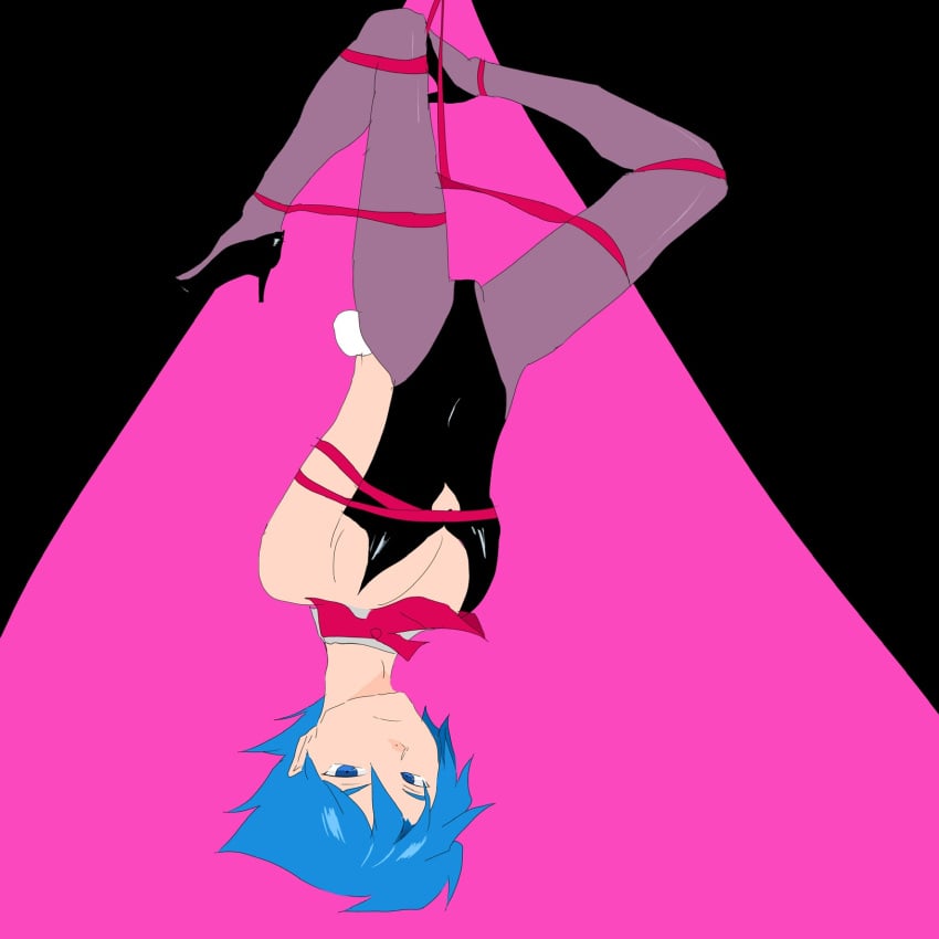 blue_eyes blue_hair bunnysuit crossdressing heels niro pretty_boy rabbit_hole_(vocaloid) twink