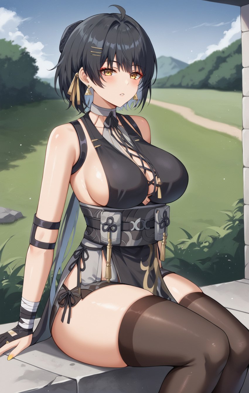 ai_generated black_hair female_rover_(wuthering_waves) kawaii_waifus patreon preview wuthering_waves