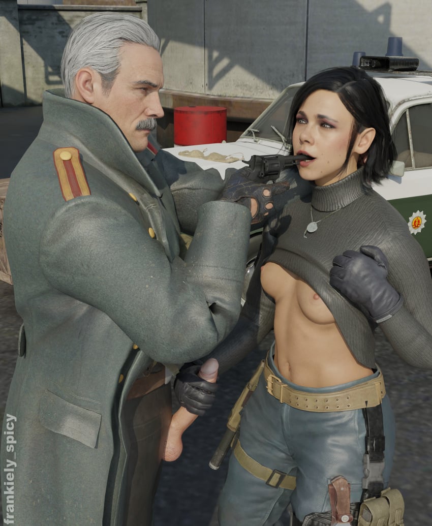 1boy 1girls 3d black_hair blender bob_cut bra breasts breasts_out british british_female call_of_duty call_of_duty_black_ops_cold_war captured captured_heroine clothed clothed_male clothing clothing_on_floor female female_solder female_soldier forced forced_at_gunpoint forced_handjob frankiely_spicy gun gunpoint handjob helen_park_(cod) heroine heroine_in_trouble leather leather_gloves looking_at_another looking_at_partner looking_back looking_pleasured makeup male military military_jacket military_uniform navel outdoor outdoors outside partially_clothed partially_nude partially_nude_female penis penis_out perseus_(cod) pistol police police_car revolver scared scared_expression shirt shirt_lift shirt_up short_hair soldier spy stroking stroking_cock stroking_penis tactical_nudity turtleneck weapon