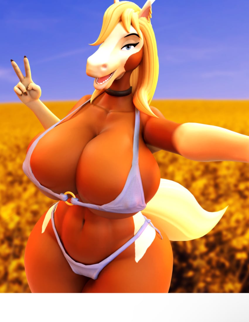 3d anthro big_breasts bikini carbiid3 equine female huge_breasts large_breasts rain_(cimarron) spirit:_stallion_of_the_cimarron wide_hips