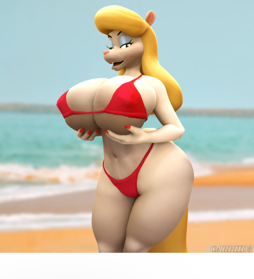 3d animaniacs big_breasts bikini carbiid3 huge_breasts large_breasts minerva_mink wide_hips