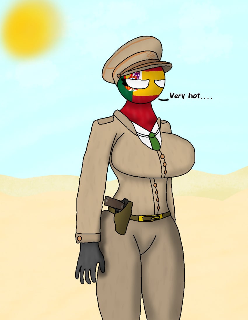 1girls big_breasts breasts countryhumans countryhumans_girl desert english english_text female firearm first_porn_of_character gloves gun hearts_of_iron_4 holster holstered_pistol holstered_weapon iberian_union_(the_new_order) military military_cap military_hat military_jacket military_uniform seregamecta sun text the_new_order uniform weapon