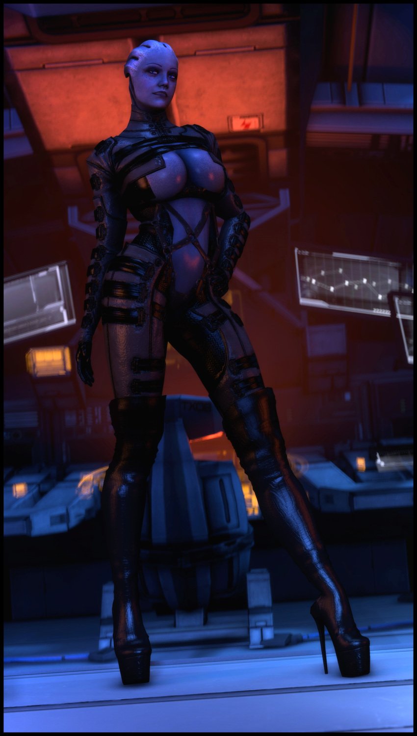 3d 3d_(artwork) alien alien_girl alien_humanoid asari clothed fetish_wear foab30 high_heel_boots high_heels leather leather_clothing liara_t'soni mass_effect seductive seductive_look stiletto_heels very_high_heels