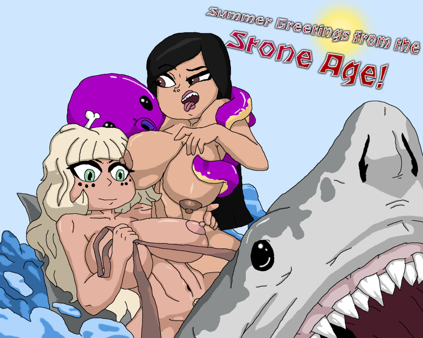 2girls big_breasts blonde_hair breasts brittney_wong brown_eyes cavewoman female green_eyes island jackie_lynn_thomas jungle large_ass large_breasts long_hair lordofchaos multiple_girls nipples nude_female ocean octopus pubic_hair riding sea shark smut star_vs_the_forces_of_evil stone_age straight_hair summer swimming tarzan tongue_out tribal vacation