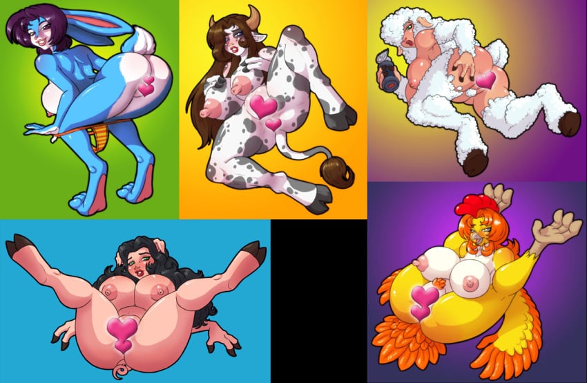 bovine censored chicken demien lapine legs_behind_shoulders pig porcine sheep wide_hips