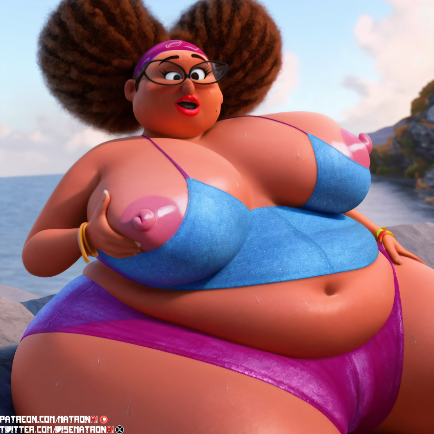 1girls 4k ai_generated bbw belly big_belly brown_skin cellulite fat female female_only glasses highres hips huge_ass huge_breasts huge_butt huge_hips huge_thighs massive_ass massive_breasts massive_butt massive_thighs matronai_(artist) mature mature_female mature_woman nanny_linda netflix obese obese_female patreon_username pinup solo solo_female solo_focus ssbbw stable_diffusion the_willoughbys thighs twitter_username wide_hips