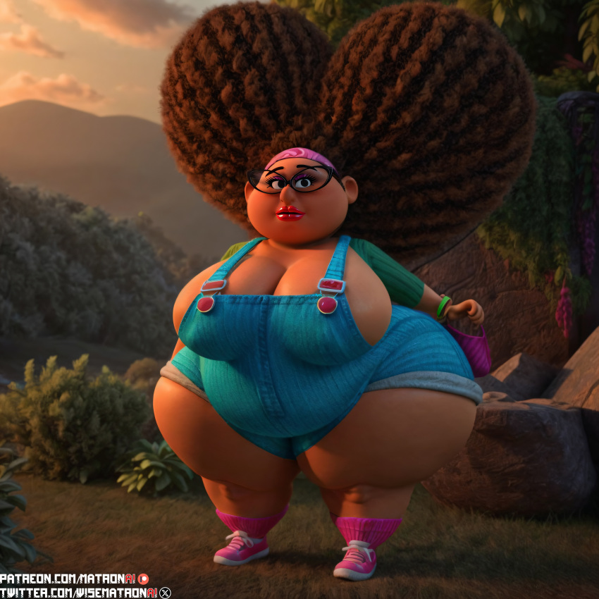 1girls 4k ai_generated bbw belly big_belly brown_skin fat female female_only glasses highres hips huge_ass huge_breasts huge_butt huge_hips huge_thighs massive_ass massive_breasts massive_butt massive_thighs matronai_(artist) mature mature_female mature_woman nanny_linda netflix obese obese_female patreon_username pinup solo solo_female solo_focus ssbbw stable_diffusion the_willoughbys thighs twitter_username wide_hips