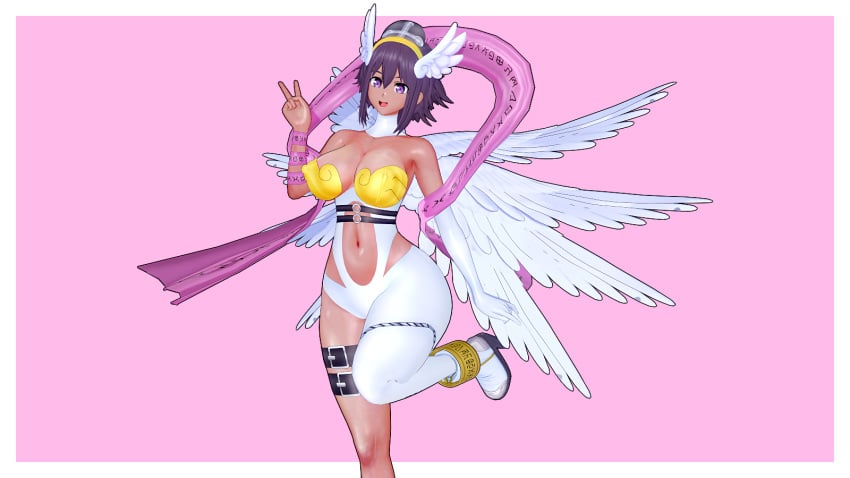 1girls 3d angewomon angewomon_(cosplay) apuri cosplay digimon digimon_(cosplay) digimon_world digimon_world:_next_order female female_only himari_oofuchi human solo