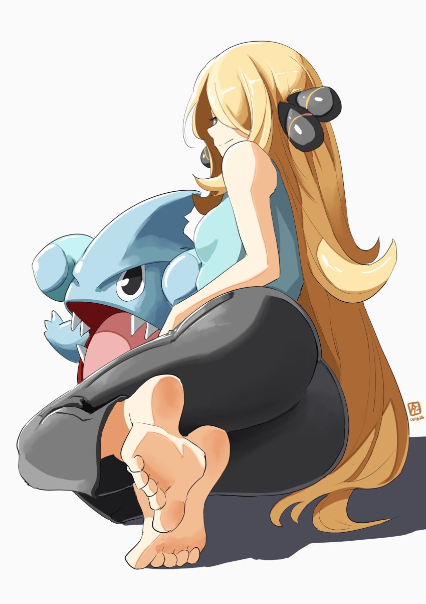 1girls absurd_res ass ass_bigger_than_head ass_focus automatic_giraffe barefoot big_ass blonde_female blonde_hair blonde_hair_female bubble_butt cynthia_(pokemon) dat_ass feet feet_together female foot_fetish foot_focus gible highres large_ass long_hair nintendo pokemon pokemon_(species) seductive seductive_look seductive_smile sideboob simple_background smile smiling solo solo_female tight_clothing toes video_game video_game_character video_games white_background