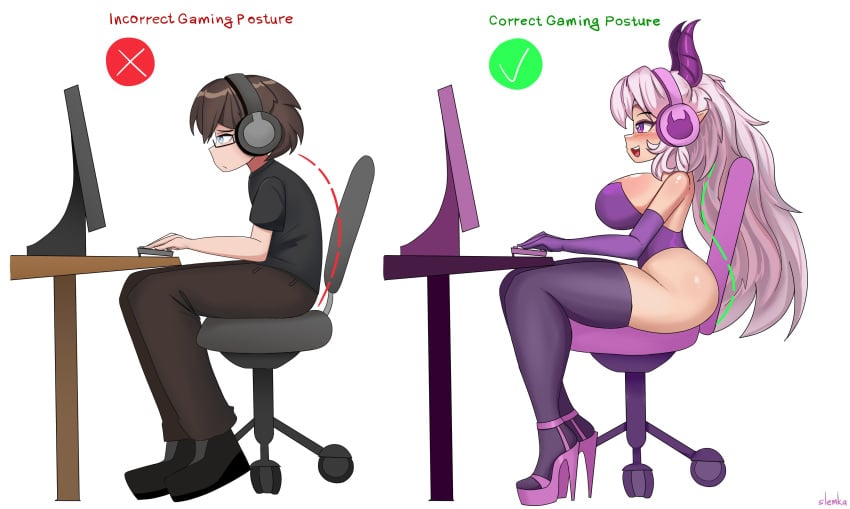 ass ass_expansion before_and_after bimbo bimbo_body bimbofication bimbofied breast_expansion breasts choker correct_gaming_posture_(meme) feminization gaming_chair gender_transformation genderswap_(mtf) hair_growth high_heels huge_ass leotard lip_expansion male mtf_transformation rule_63 slemka small_breasts thick_thighs thigh_expansion thighhighs transformation wide_hips