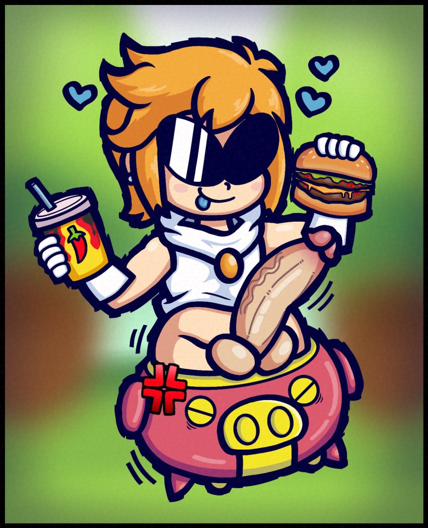 2d alien alien_look_like_human balls beverage blue_tongue blurry_background blush bottomless burger chubby disguise dress dress_lift earings erection femboy ftrashpickle fuzzycapsule08 girly gloves hamburger heart hung_trap large_penis nintendo orange_hair orbulon penis shortstack sunglasses tongue tongue_out trap veiny_penis warioware white_dress white_gloves wide_hips