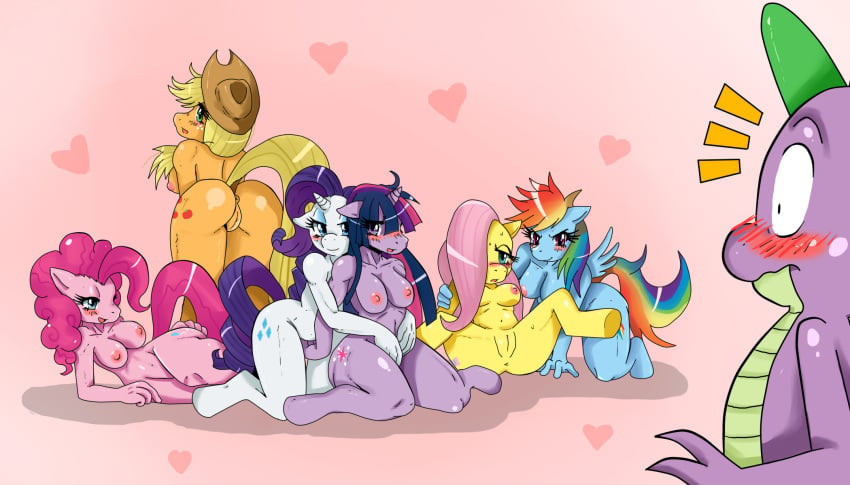 1boy 6+girls 6girls anthro anus applejack_(mlp) blonde_hair blue_eyes blush breasts color cowboy_hat cutie_mark cyan_body dragon earth_pony embarrassed equine exposed_breasts female fingering fluttershy_(mlp) friendship_is_magic fur furry furry_breasts green_eyes green_spikes group_sex hair hat horn horse male mane_six mane_six_(mlp) multicolored_hair multiple_females my_little_pony nude orange_body orgy pegasus pink_body pink_eyes pink_hair pink_nipples pinkie_pie_(mlp) pony pose purple_body purple_eyes purple_hair pussy rainbow_dash_(mlp) rainbow_hair rarity_(mlp) sex spike spike_(mlp) spike_gets_all_the_mares sssonic2 straight_hair surprised twilight_sparkle_(mlp) unicorn vulva white_body wings yellow_body yuri