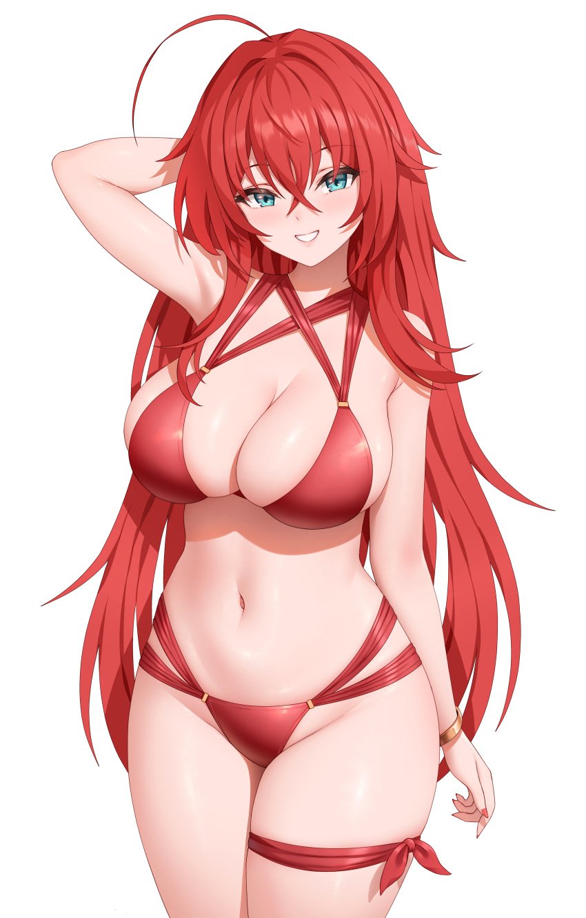 bikini blue_eyes breasts female high_school_dxd looking_at_viewer red_hair rias_gremory secon swimsuit tagme thighs