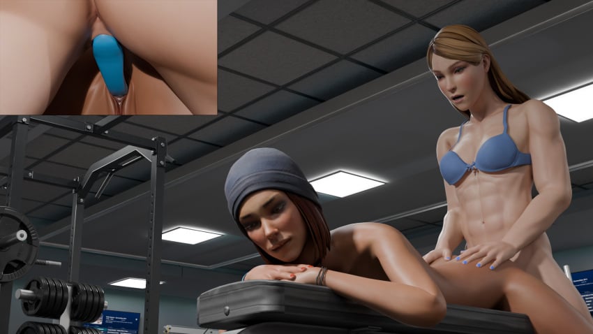 3d abs anus dark-skinned_female dark_skin female fit_female gym hat life_is_strange muscles muscular_female pussy rachel_amber sex_toy sophi steph_gingrich strap-on