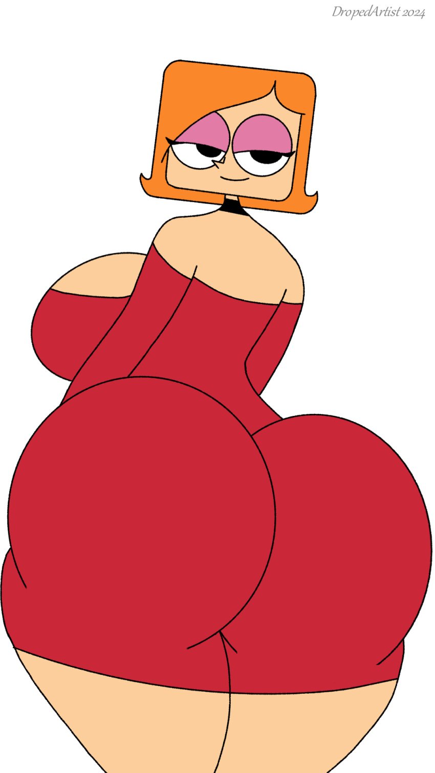 ass ass_bigger_than_head ass_focus back_view big_ass big_breasts breasts bubble_ass bubble_butt cartoon_network clothed debbie_turnbull debs_turnbull dropedartist female female_only huge_ass looking_at_viewer looking_back mother rear_view robotboy smile smiling smiling_at_viewer solo solo_female white_background