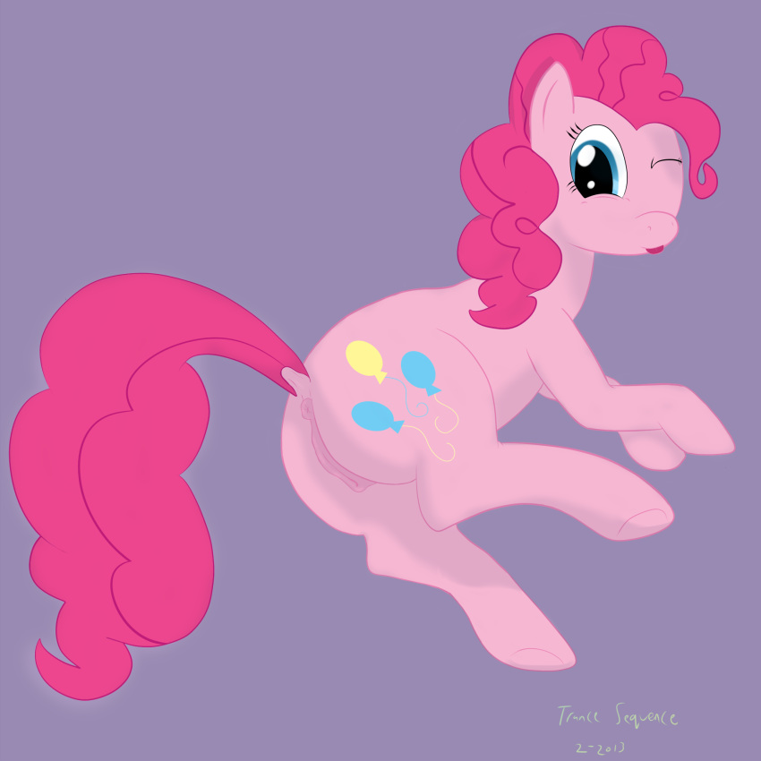 anus cutie_mark earth_pony equine female female_only feral friendship_is_magic fur mammal my_little_pony pinkie_pie_(mlp) pony pussy solo tongue trancesequence wink