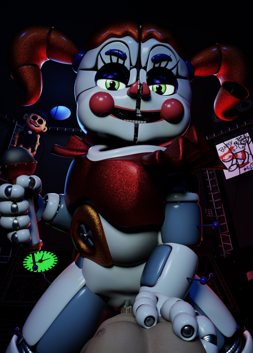 1boy 1girls 3d animatronic baby_(fnafsl) circus_baby circus_baby_(fnaf) circus_baby_(original) cum cum_in_pussy cum_inside female five_nights_at_freddy's five_nights_at_freddy's:_sister_location full_color green_eyes jordevoir penetration penis pov pussy robot robot_girl robot_humanoid twintails vagina vaginal_penetration vaginal_sex white_body