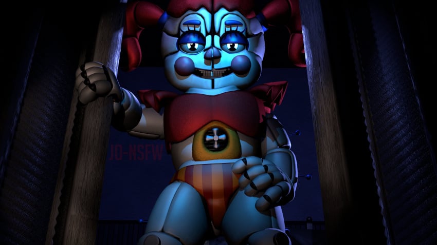 1girls 3d animatronic baby_(fnafsl) bedroom_eyes blue_eyes circus_baby circus_baby_(fnaf) circus_baby_(original) female female_only five_nights_at_freddy's five_nights_at_freddy's:_sister_location full_color glowing_eyes hand_on_hip joeshownsfw panties robot robot_girl robot_humanoid solo solo_female striped_panties