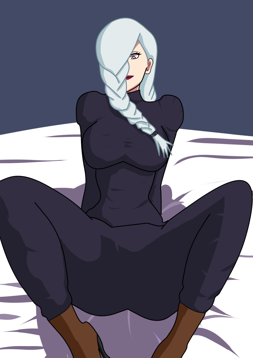 bed fire_antx jujutsu_kaisen mei_mei_(jujutsu_kaisen) open_legs white_hair